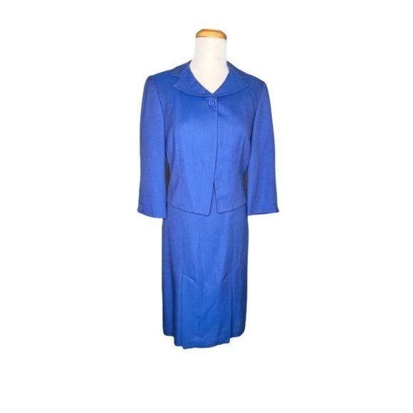 Isabel Ardee Neiman Marcus Exclusive Dress Set Vintage Blue Dress Suit USA Sz 6 - Picture 2 of 12